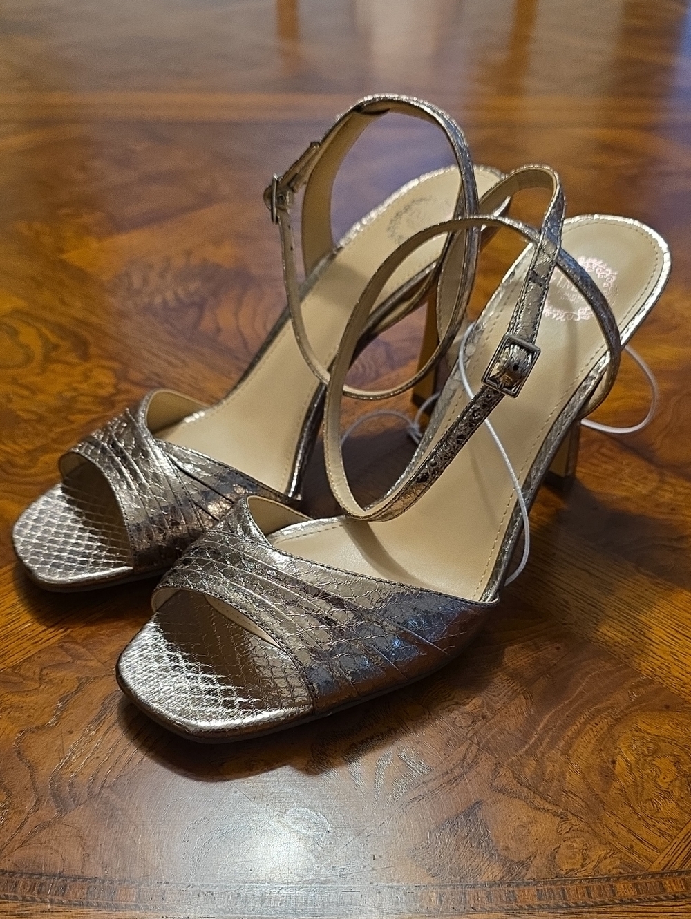 I. Miller IM Daryl Steel Metallic Snake Print Stiletto Strappy Heels 10M - NEW
